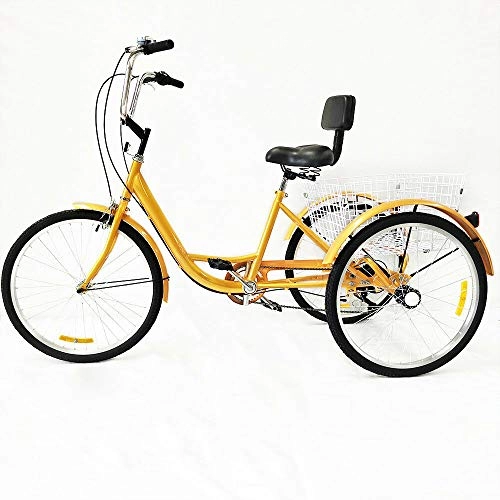 Comfort Bike : 24 Inch Adult Tricycle 6-Speed Bicycle Trike Cruise 3Wheel+Seat Backrest Basket