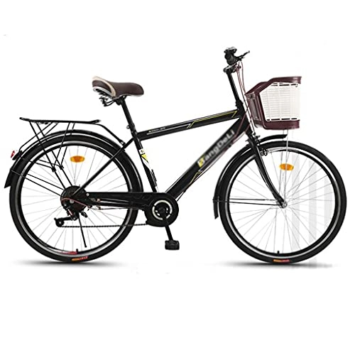Comfort Bike : 26 Inch Men's Beach Cruiser Bike 6-Speed Steel Frame City Bike Classic Road Outdoor Bicycle(Color:black)