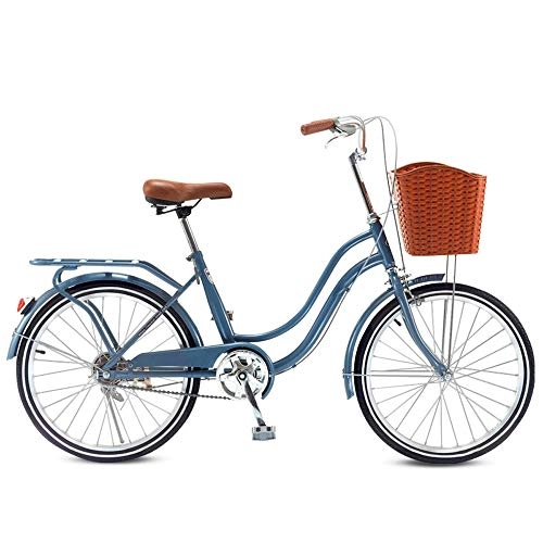 Comfort Bike : 26" Wheel Heritage Traditional Classic Ladies Lifestyle Bike & Basket 19" Frame Dutch Style Mens Women City Bicycle, Lightweight Adult City Bicycle (Color : Blue)