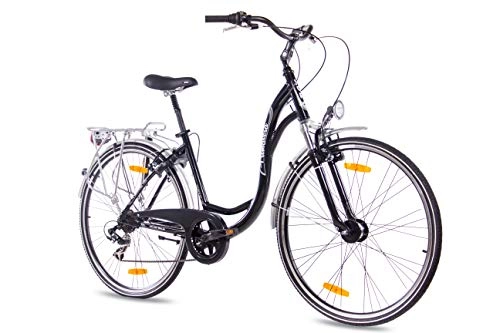 Comfort Bike : 28" KCP CITY BIKE ALLOY BICYCLE PRIMAVERA LADY 7 speed Retro Look black - (28 inch)