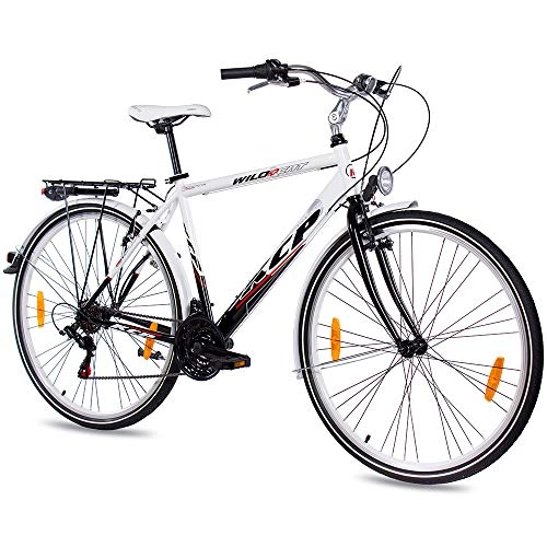 Comfort Bike : 28" KCP CITY COMFORT CRUISER BIKE Mens WILD CAT 18S SHIMANO black white - (28 inch)