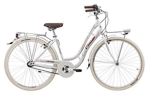 Comfort Bike : 28Inch Cinzia Mia Ladies City Bike 6Speed Chains, Swan White, H 45