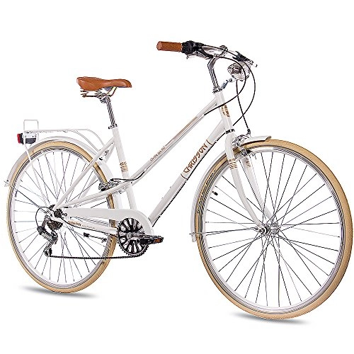 Comfort Bike : 28inch Vintage City City Bike Womens CHRISSON Old City Lady 6S SHIMANO white matt