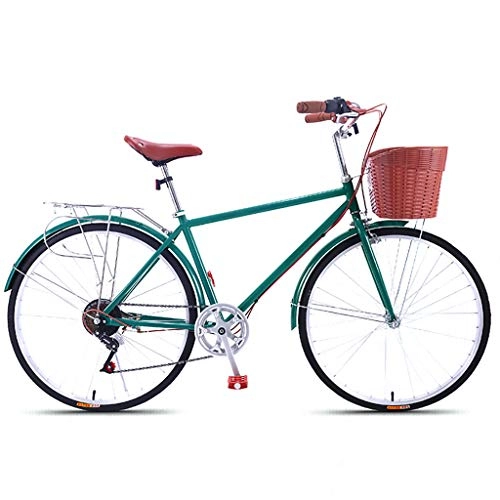 Comfort Bike : Adult Bike Baskets for Men Women Commuter Bike 7 Speed 26 Inch Classic Light Comfort Steel Frame Road City Bicycle