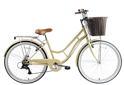 Comfort Bike : Ammaco Broadway Womens Classic Lifestyle Bike 26" Wheel 16" Frame Latte With Basket