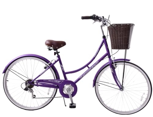 Comfort Bike : Ammaco Classique 26" Wheel Heritage Traditional Classic Ladies Lifestyle Bike & Basket 16" Frame Dutch Style Purple