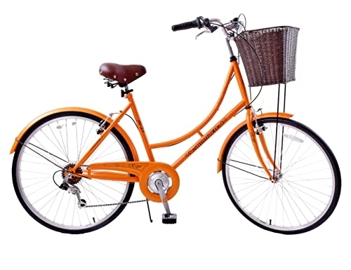 Comfort Bike : Ammaco Classique 26" Wheel Heritage Traditional Classic Ladies Lifestyle Bike & Basket 19" Frame Dutch Style Orange