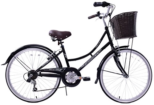 Comfort Bike : Ammaco Classique Kids Girls Bike 24" Wheel Dutch Heritage Traditional Classic Bike Black & Basket Age 8+