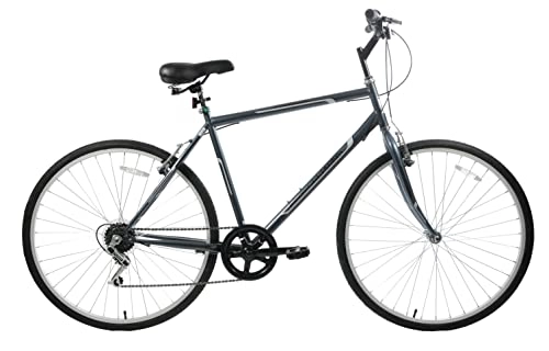 Comfort Bike : Ammaco. Professional Premium Mens 700c Wheel Hybrid City Trekking Town Commuter Bike 6 Speed Grey 18" Frame