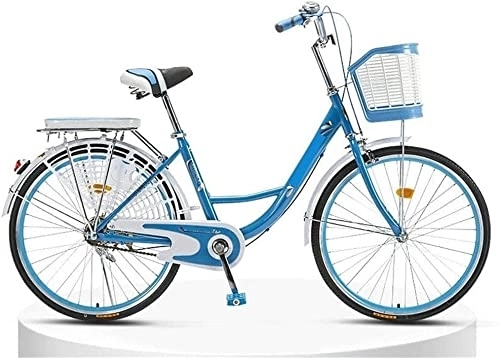 Comfort Bike : ARTREP Classic Retro Bike Bicycle Commuter Bicycle Unisex Classic Bicycle with Rear Rack And Basket for Adult Bike (Color : Blue, Size : 26 inch)