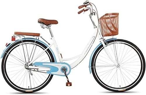 Comfort Bike : ARTREP Unisex Classic Bicycle Retro Single Speed Bike High-Carbon Steel Frame with Front Basket & Rear Racks Single Speed Comfort Bikes for Men Women (Color : Blue, Size : 26 inch)