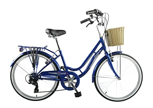 Comfort Bike : Aurai Arabella Junior Girls Traditional Heritage Bicycle, 24" Wheel, 6 Speed - Metallic Navy