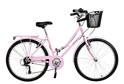Comfort Bike : Aurai Trekker Ladies Heritage Bike, 26" Wheel, 6 Speed - Candyfloss