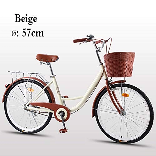 Comfort Bike : Awyac Dutch Bike for Women (26"), Summer Women with Aluminum Frame Comfortable City Bike with A Basket, Bike Ride Wheels Women, 1 Speed, Beige
