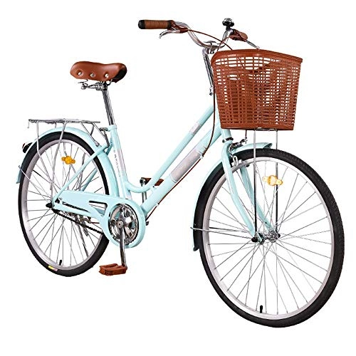 Comfort Bike : B Bicycle Retro Double Beam Low Span Male and Female Students Leisure Bicycle Commuter Car 24 Inch