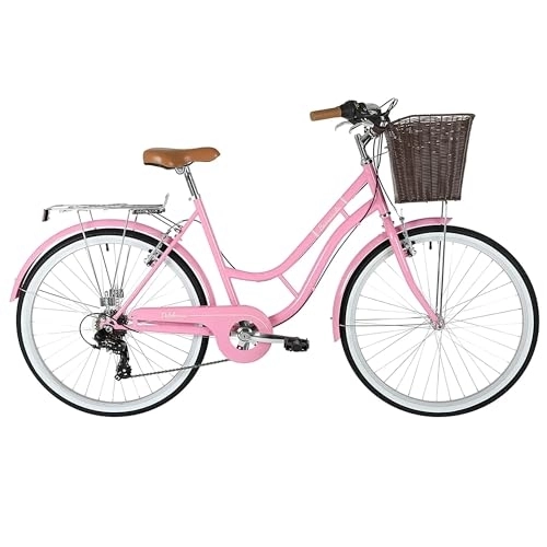 Comfort Bike : Barracuda Delphinus Lifestyle Classic Heritage Traditional Bike + Basket 26 Inch Wheel Pink