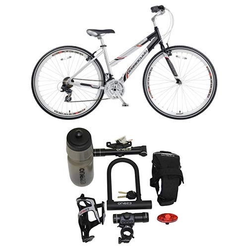 Comfort Bike : Barracuda Women's Liberty Trekking Bike - Silver / Black (Wheel 700C, Frame 19 Inch) with Cycling Essentials Pack