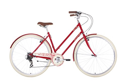 Comfort Bike : BarracudaDelphinus Womens' City Bike Red, 16" inch steel frame, 7 speed complete with front & rear mudguards powerful v-brakes with easy-pull brake levers