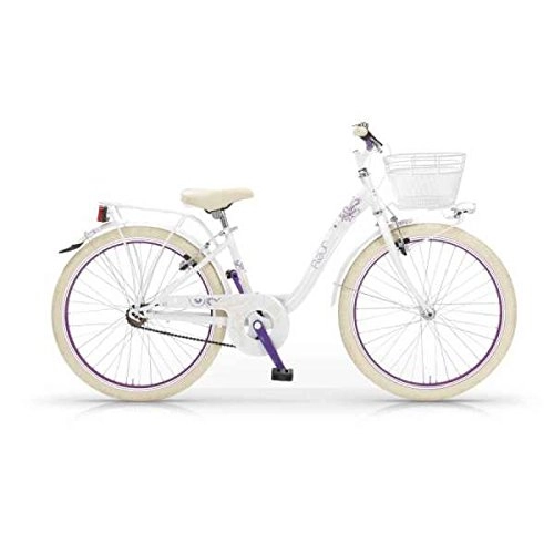Comfort Bike : Bike MBM Fleur Women 24 "frame steel - basket included (White)