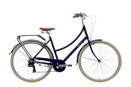 Comfort Bike : Bobbin Brownie Bike Dutch Style 700c 29-inch Wheel City Bicycle Mens Bike, Ladies Bike, 7 Speed with Lightweight Alloy Frame (M / L, Blueberry)