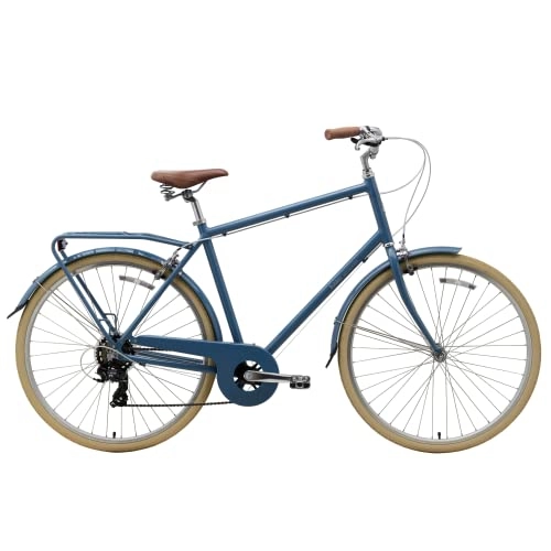 Comfort Bike : Bobbin Daytripper Adult Bike 7 Speed Gear Mens / Ladies Bicycle Lightweight Comfort Dutch Style Bikes Boys and Girls Bike with Alloy Frame, Bike Bell and Carrier Rack (Moody Blue)