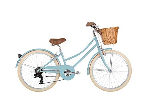 Comfort Bike : Bobbin Gingersnap 24" Kids Bike for Girls & Boys Ages 7-11 Years Old, Children Bicycle with 7 Gears & Hand Brakes & Wicker Basket (Duck Egg Blue)