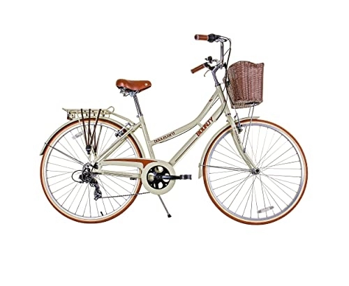 Comfort Bike : Bounty Boulevard Hybrid Bike - Classic Step-Through Frame with 6 Speed Shimano Gears, Sprung Saddle, Pannier Rack, and Front Basket - Formal Road Bike