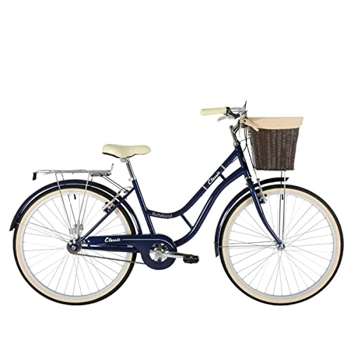 Comfort Bike : Bridgford Richmond Ladies Womens Bike Lifestyle Classic Heritage Traditional City 26" Wheel & Basket 19" Frame Blue