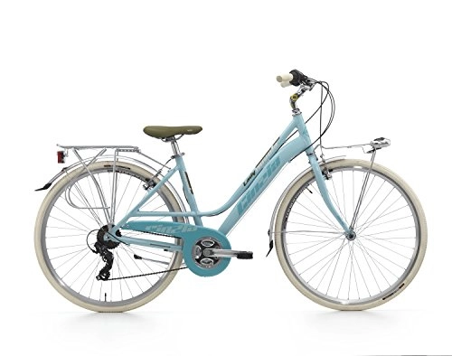 Comfort Bike : Cicli Cinzia Bike Women 28 Inch Nuvola Shimano Revo Shift RS-36 21 Luggage Rack Matt Light Blue