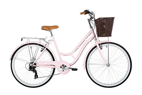 Comfort Bike : Classic Heritage Ladies Step Through Dutch Style Bicycle, 26" Wheel, 7 Speed - Pale Pink (16" Frame)
