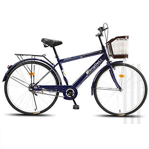 Comfort Bike : CLOUDH Commuter Men Citybikes, 26" City Leisure Bicycle with Basket Dutch Style Retro Bike 6 Speed Adult Bike, Ultra Light Portable Student Male Bicycle for Outdoor Urban, Blue