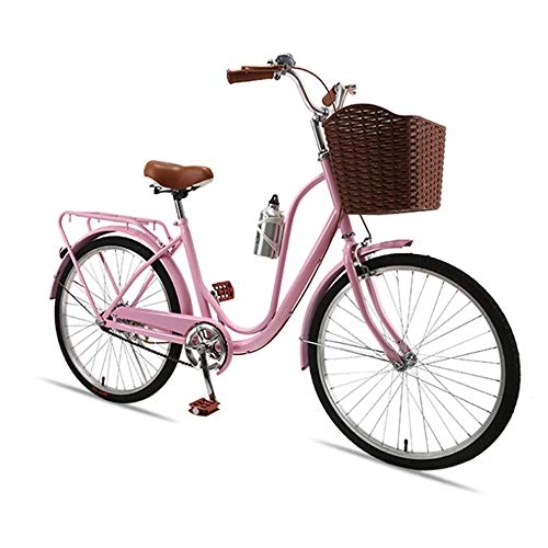 Comfort Bike : COUYY Bicycle, Women's Adult Variable Speed Lady Retro Adult Student Princess City Commuter Transportation Pastoral Bike, Pink