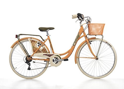 Comfort Bike : Cycling Cicli Cinzia Belle Epoque Ladies Steel Frame, 6-gear, 26", Size 44, Peach Orange