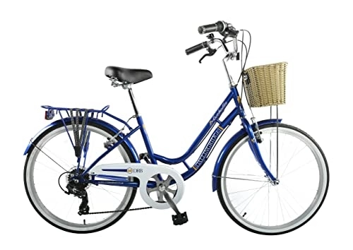 Comfort Bike : Dallingridge Isabella Junior Girls Traditional Heritage Bicycle, 24" Wheel, 6 Speed - Metallic Navy