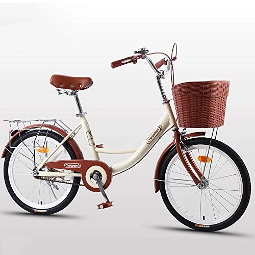 Comfort Bike : DelongKe Women's Cruiser Bike, Urban Lady Beach Cruiser Bicycle, Women's New Beach Cruiser Bicycle with Rear Rack, Hybrid Bike for Men And Women's Bicycle, Beige, 24 inches