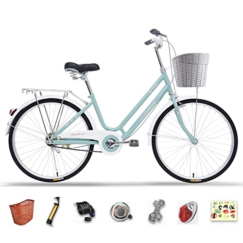 Comfort Bike : Dushiabu Adult Bike Mountain Bikes, 24inch Comfort Bikes, Adults Commuter Bicycle, Pink / Green / Grey / Blue, Green-24inch