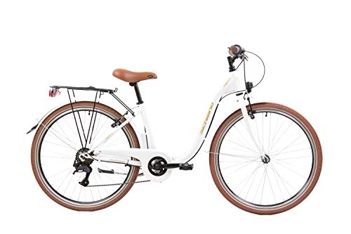 Comfort Bike : F.lli Schiano Elegance Women's Single Tube Bike, White / Gold, 26 Inch