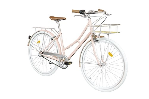 Comfort Bike : Fabric City Comfort Bike with Basket- Ladies Duth Style 28", Shimano Internal 3 Speeds, 14kg (Pink Shoreditch Deluxe, 45)