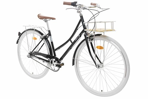 Comfort Bike : Fabric City Comfort Bike with Basket- Ladies Duth Style, Shimano Internal 3 Speeds, 14kg (Black Hackney Deluxe)