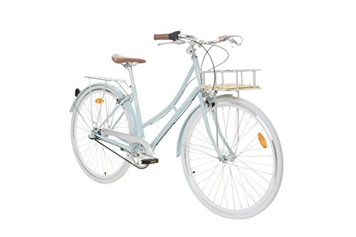 Comfort Bike : Fabric City Comfort Bike with Basket- Ladies Duth Style, Shimano Internal 3 Speeds, 14kg (Blue Hampstead Deluxe)