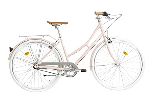 Comfort Bike : Fabric City Comfort Bike with Basket- Ladies Duth Style, Shimano Internal 3 Speeds, 14kg (Pink Shoreditch)