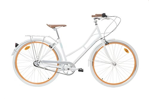 Comfort Bike : Fabric City Comfort Bike with Basket- Ladies Duth Style, Shimano Internal 3 Speeds, 14kg (White Whitechapel)