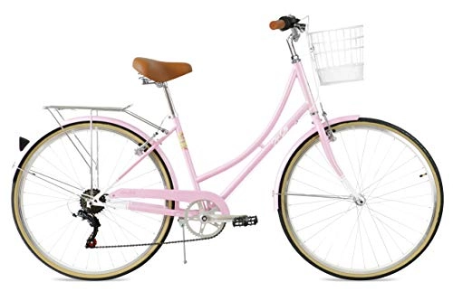 Comfort Bike : FabricBike Step City Lady's Step Through Urban Bike 7 Speed (Candy Pink + Basket)
