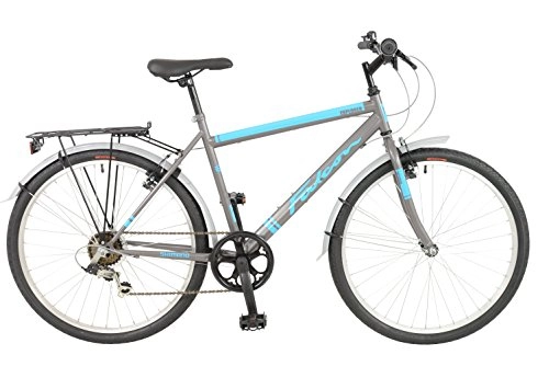 Comfort Bike : FalconExplorer Unisex Mountain Bike Black / Blue, 19" inch steel frame, 6 speed strong and lightweight alloy wheel rims front and rear v-brakes
