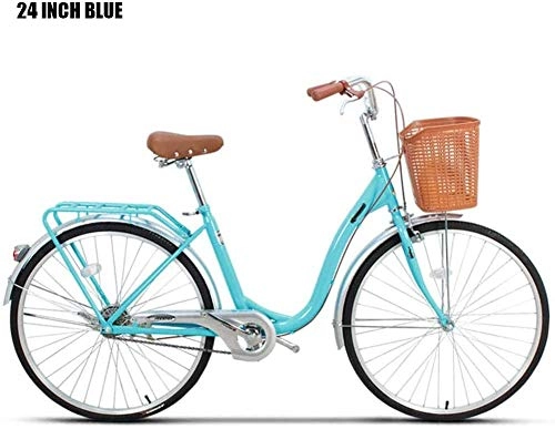 Comfort Bike : FanYu Women's Cruiser Bike Adult Beach Cruiser Bike, Featuring 26-Inch / Medium Steel Step-Over Frames, 6-Speed Drivetrains Alluminum Frame, Drivetrain, Blue, 24Inch