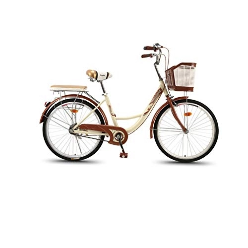 Comfort Bike : FRYH Women's Bicycle, Lightweight And Labor-saving Design, Suitable For People With A Height Of 150cm-170cm To Ride, Beige