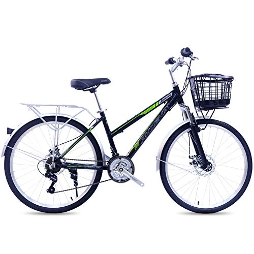 Comfort Bike : FXMJ Women Bike Ride 26" Wheels, Comfortable City Bike, 7 Speed Bicycle Summer Women with Aluminum Frames, Green