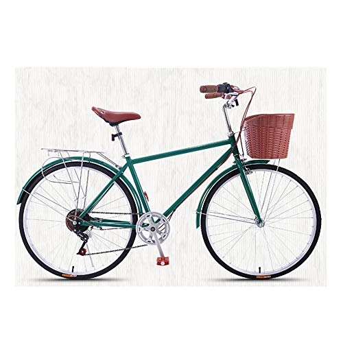 Comfort Bike : GHH Bicycle men's adult 26-inch retro variable 7 Speed bike bicycle commuting vintage male and female students High carbon steel frame Unisex