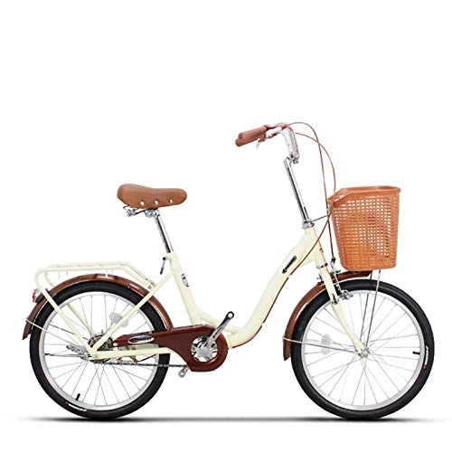 Comfort Bike : GOLDGOD Women's Cruiser Bikes, Comfortable City Commuter Bike with Front Basket Carbon Steel Frame And Aluminum Wheels City Bicycle, Front And Rear Double Brakes, Beige, 24 inch