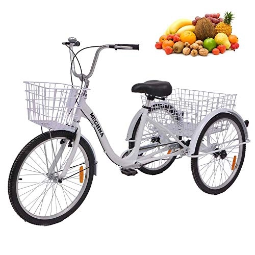 Comfort Bike : Gpzj 24 Inch Adult Tricycles Series, 7 Speed 3 Wheel Bikes for Adult Tricycle Trike Cruise Bike Large Size Basket for Recreation, Shopping, Exercise Men's Women's Bike